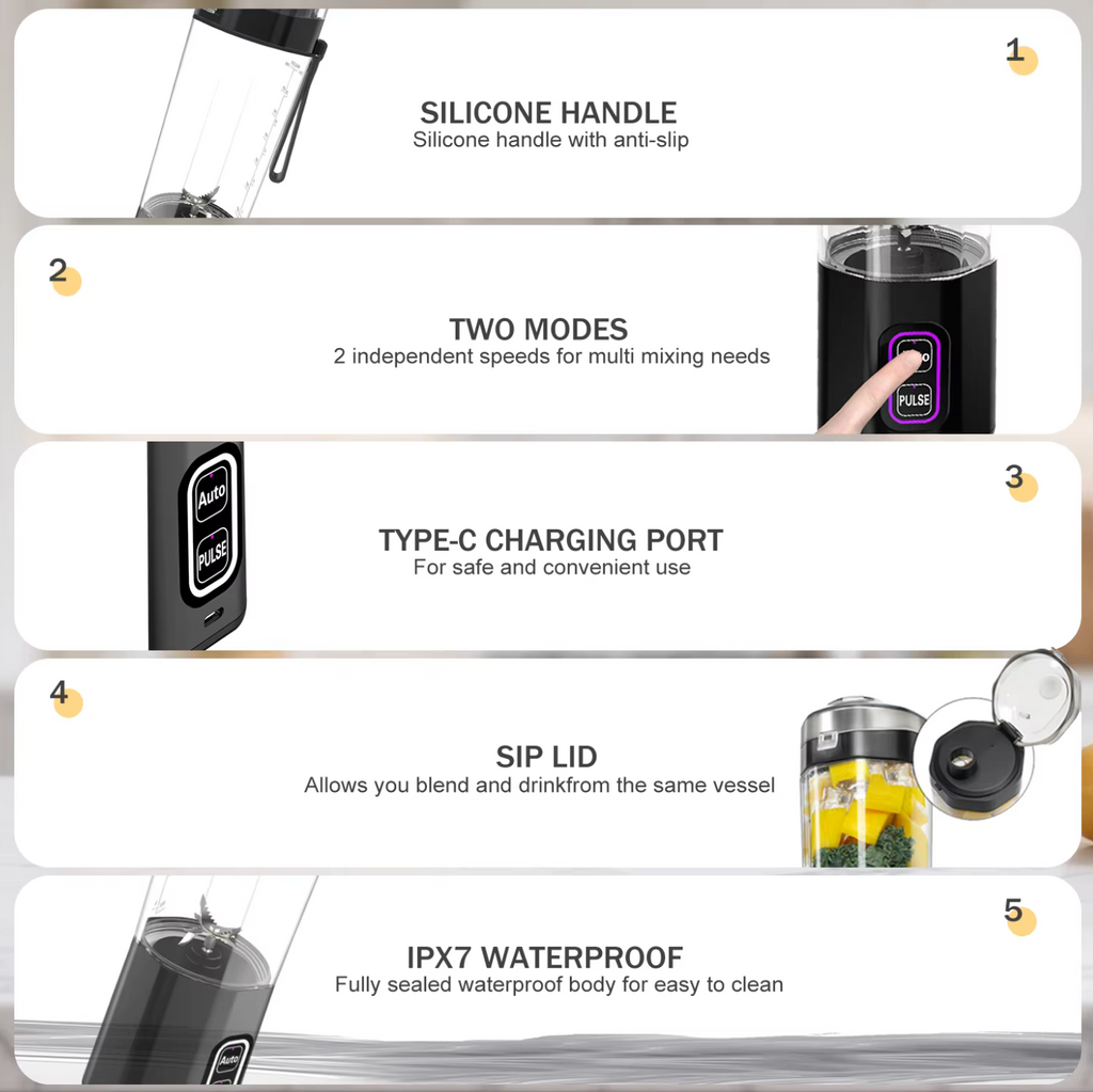 Portable Electric Juice Maker Blender 700ML USB Rechargeable